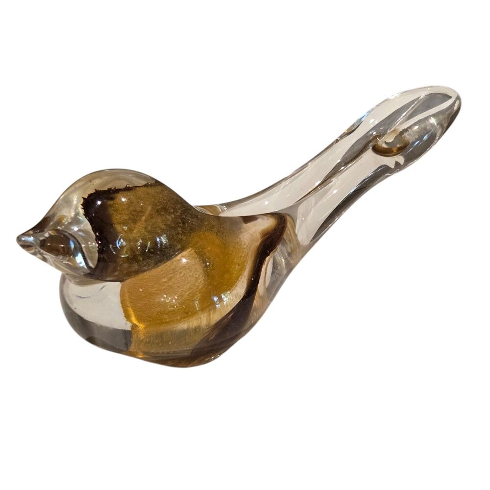 STUDIO ART 6” Blown Glass Bird PAPERWEIGHT Signed Figurine art Contemporary